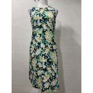 J Jill Sleeveless Floral Print Side Pockets High Low Hem Midi Dress XS Lightweig